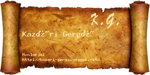 Kazári Gergő névjegykártya